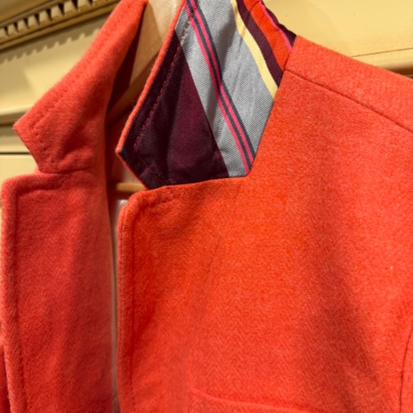 Vintage J Crew Coral Scottish Blazer Leather Buttons Size 12 - Picture 2 of 8